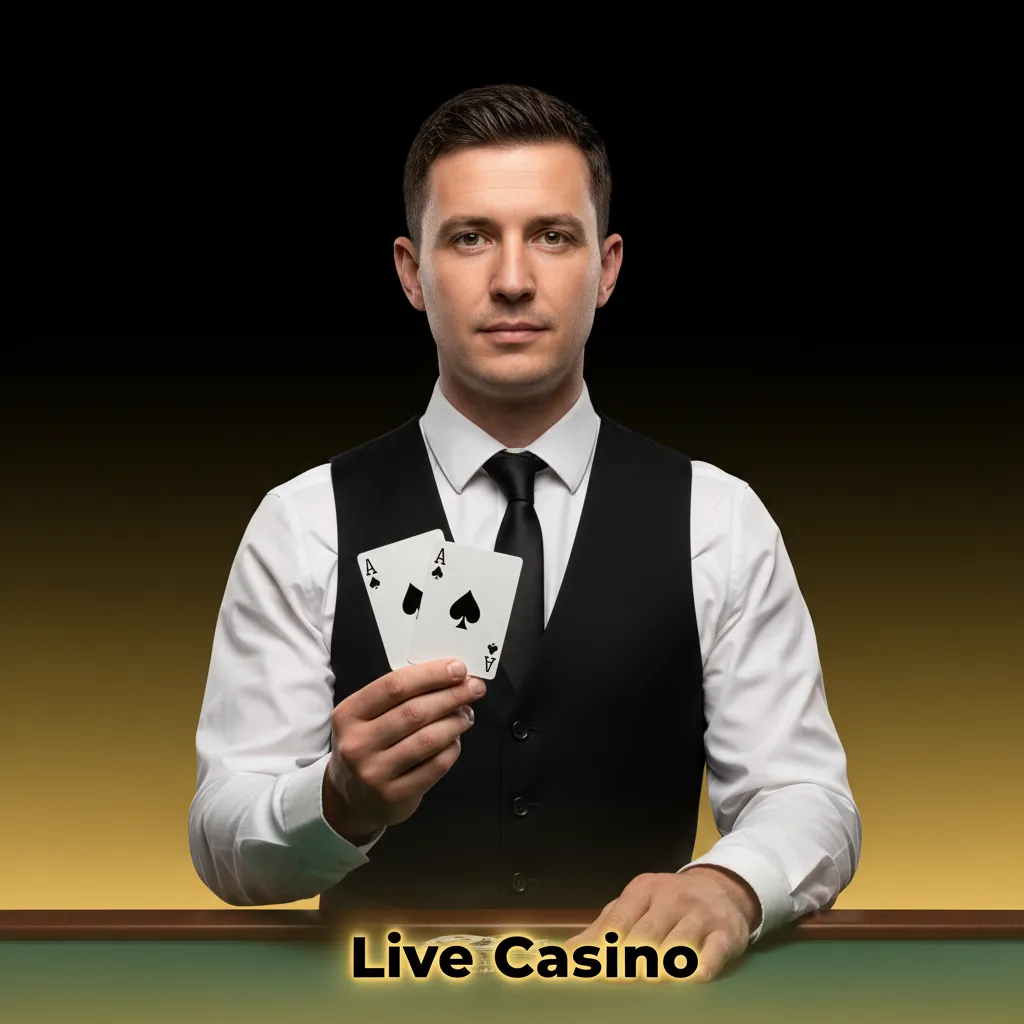Live casino lobby with HD-streamed dealers for roulette, blackjack, baccarat, game shows, and poker, with chat and side bets.
