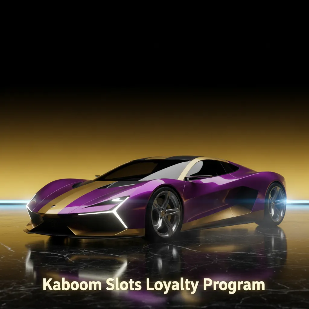 Kaboom Slots Loyalty Program banner with Bronze–VIP tiers, earn points on slots, tables, sports; rewards, faster withdrawals