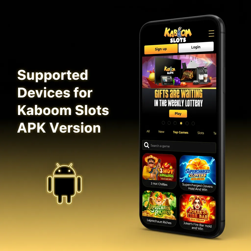 Table of Android 8+ supported phones for Kaboom Slots APK: Galaxy S24, Pixel 8, Xperia 1 VI, OnePlus 12, P60 Pro, Xiaomi 14.
