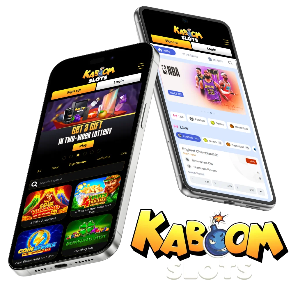 Download the Kaboom Slots mobile app to enjoy premium casino games anytime, anywhere.