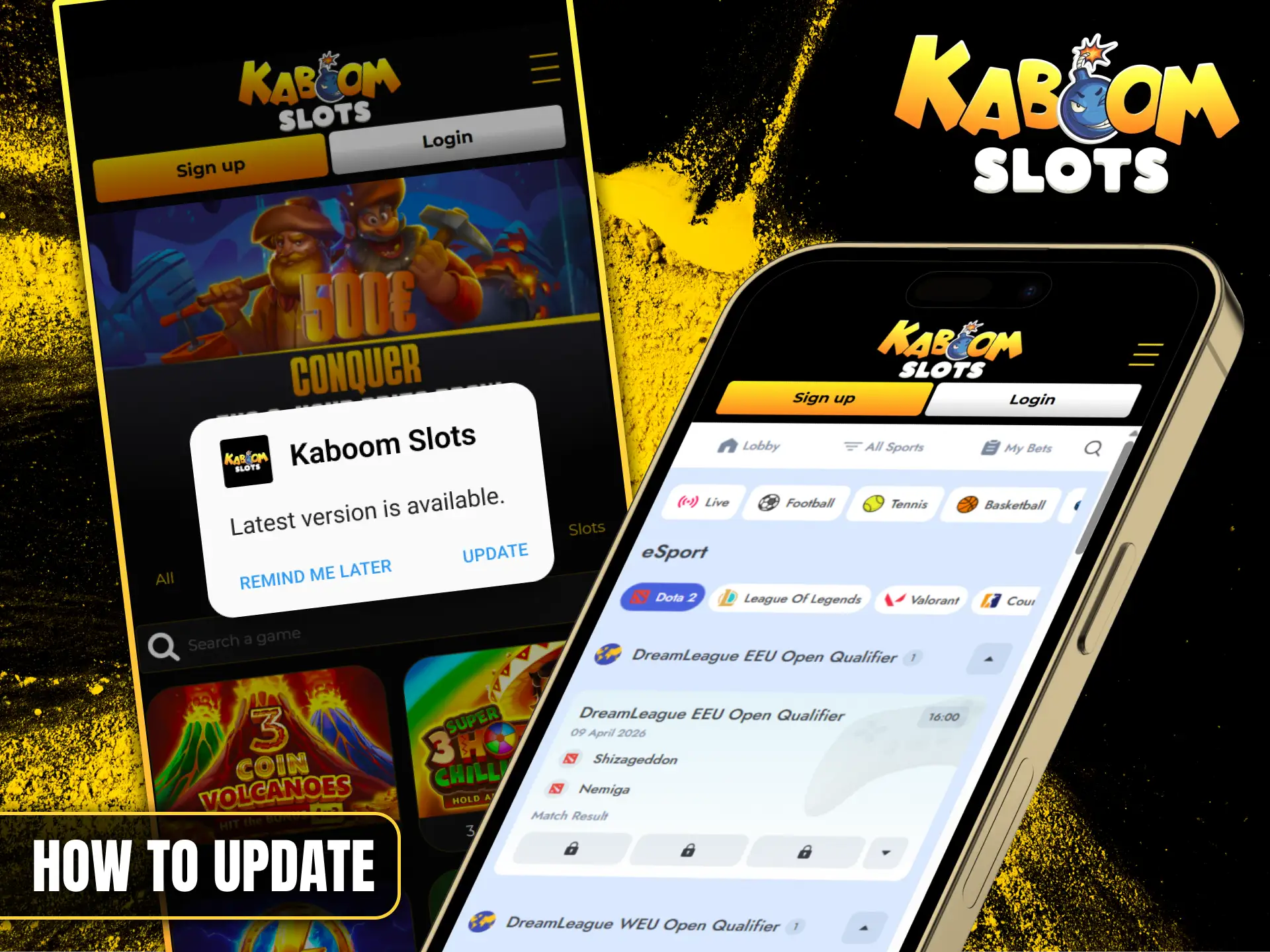 Follow these instructions to update the Kaboom Slots app to the latest version.