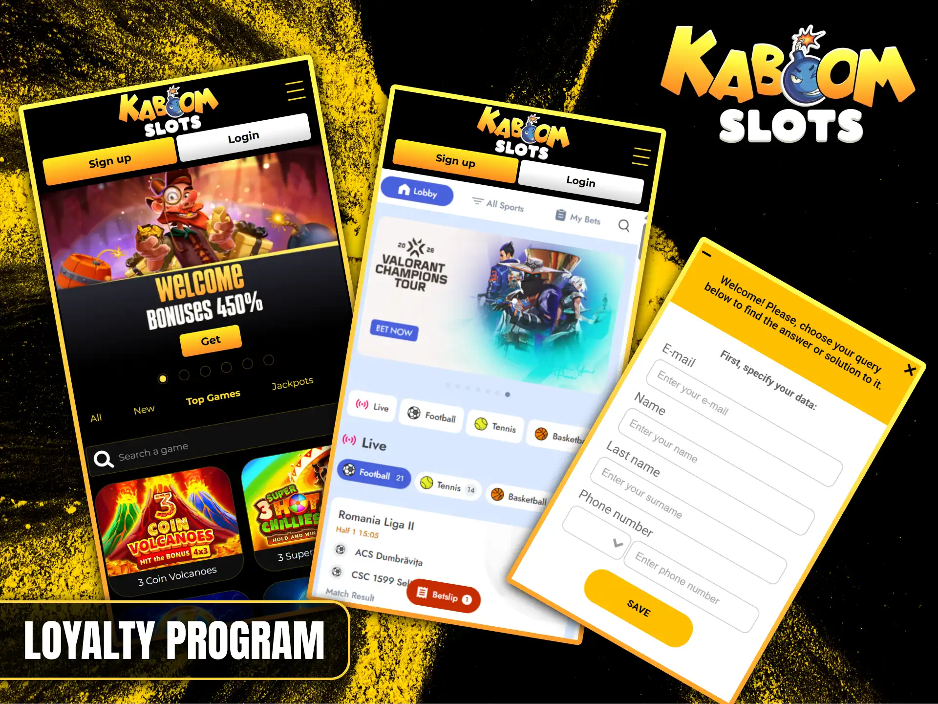 Join the Kaboom Slots loyalty program to receive special gaming offers.