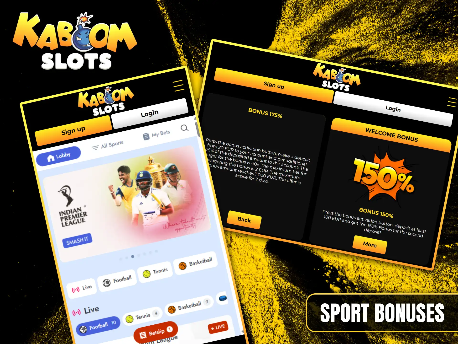 Boost your sports betting potential with special reload bonuses available at Kaboom Slots.