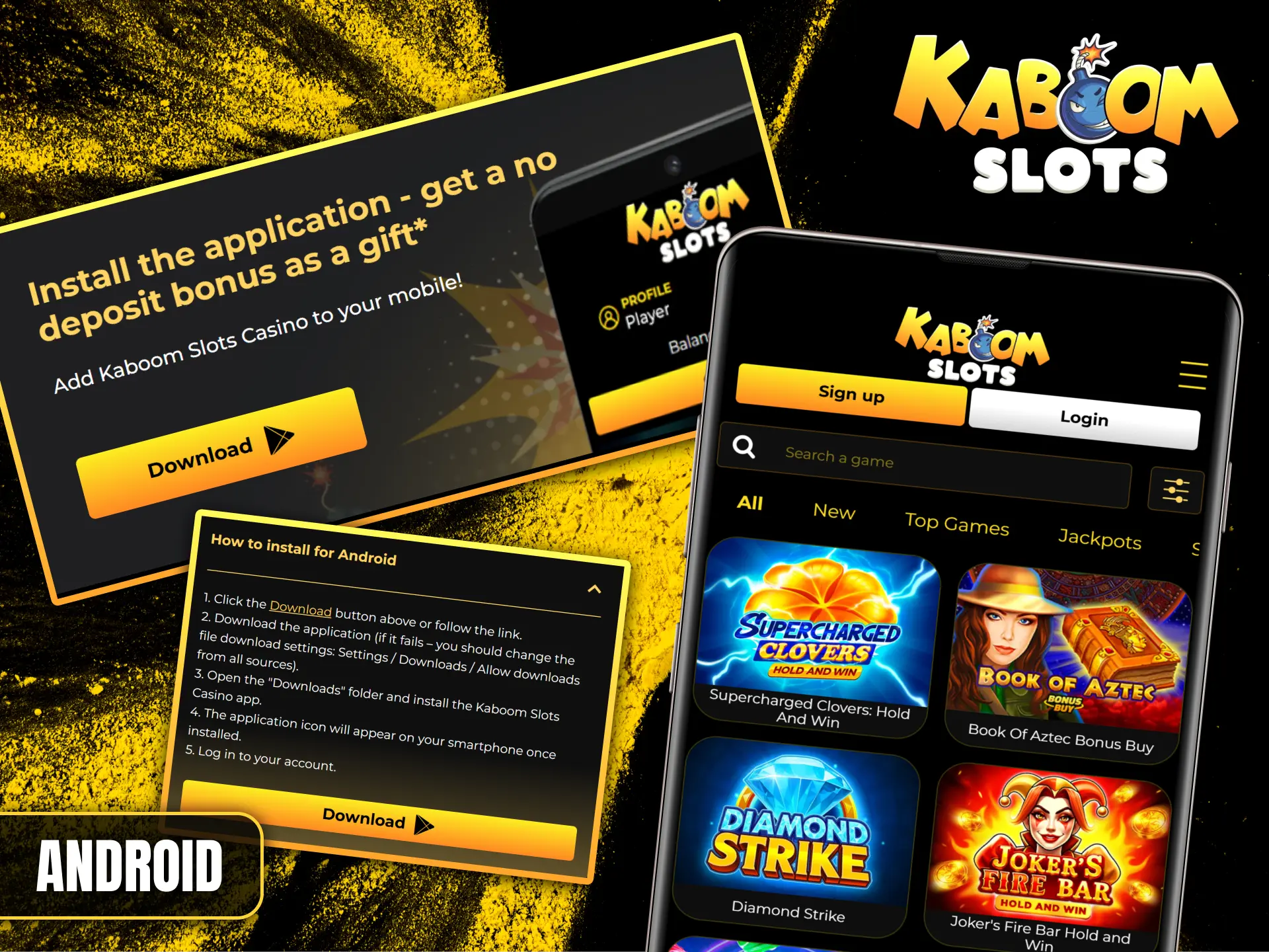 Download the official Kaboom Slots app for Android.