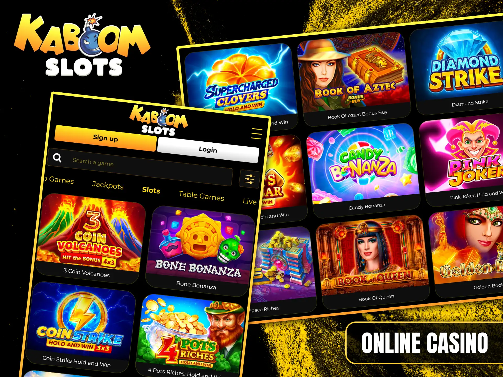 Discover hundreds of premium slots and jackpot games at Kaboom Slots online casino.