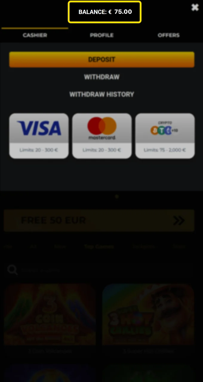 Check your updated balance at the top of your Kaboom Slots account.
